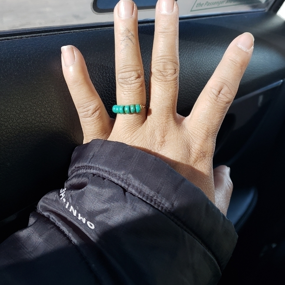 Handmade gold plated wire wrapped Turquoise ring